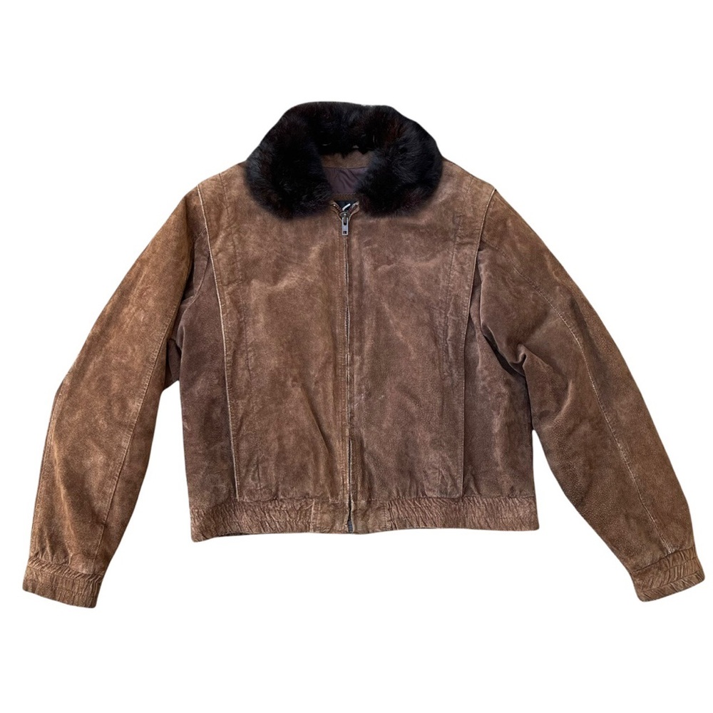 Vintage suede oversized zip up jacket